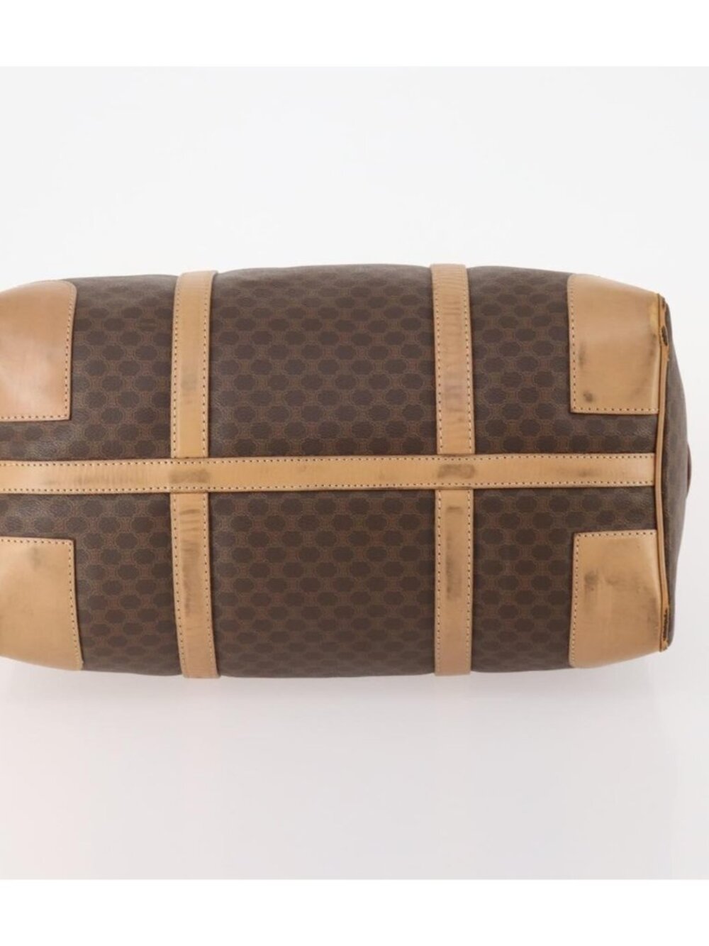 CELINE Macadam Canvas Boston Bag PVC Leather Brown Gold - Picture 4 of 16